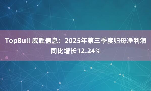 TopBull 威胜信息：2025年第三季度归母净利润同比增长12.24%